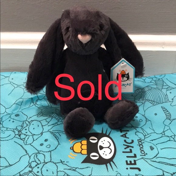 Jellycat SMALL Bashful Inky Bunny Plush Soft 8" Black Charcoal NWT - Picture 1 of 8